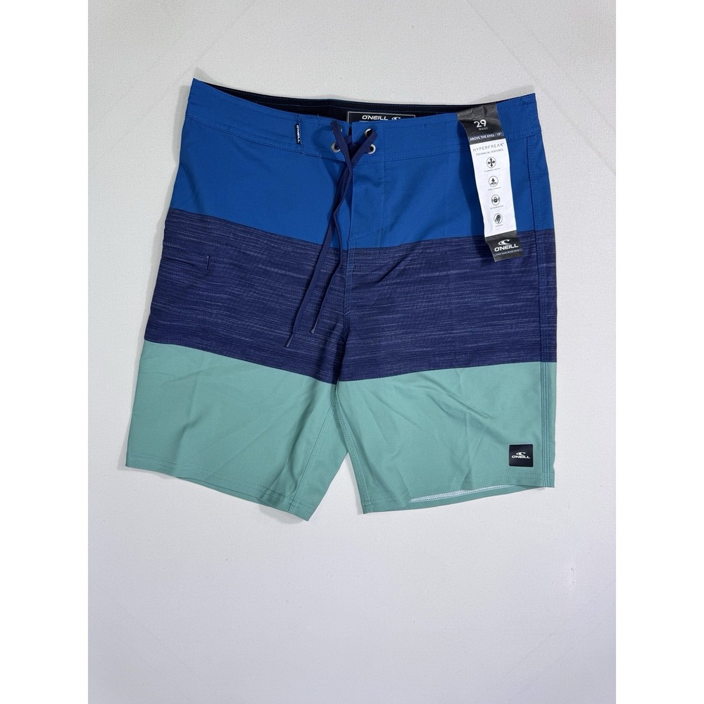 O'Neill HyperFreak Board Shorts Mens 29 Blue Colorblock Swim Trunks NWT 19 Inch